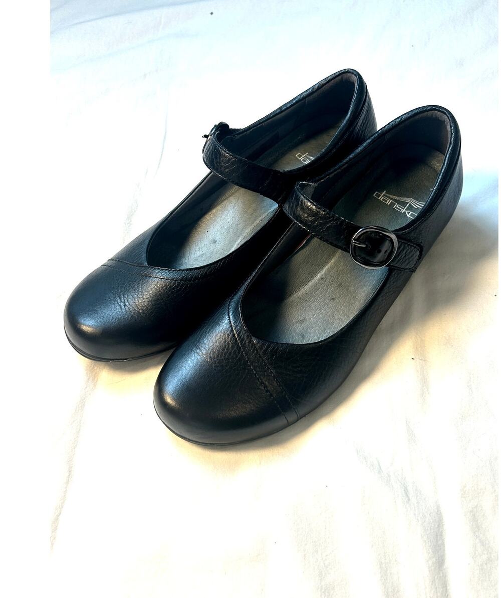 Dansko Fawna Black Leather Mary Jane Shoes 10.5 / 11 Sz 41 Comfort Flats